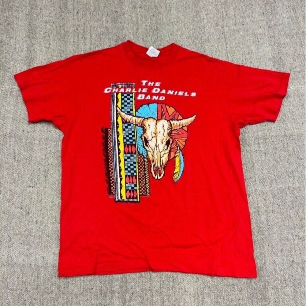 Vintage Graphic Concert T-Shirt Mens XL‎ Red 1990s The Charlie Daniels Band